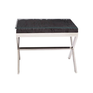Kerala Black Recycled Wood Side Table with Cross Base