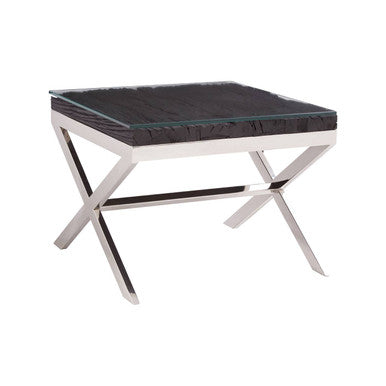 Kerala Black Top End Table With Cross Base