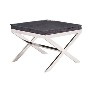 Kerala Black Top End Table With Cross Base