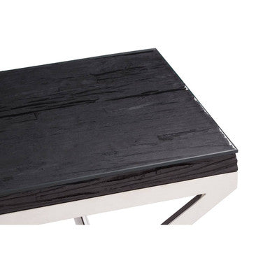 Kerala Black Top End Table With Cross Base