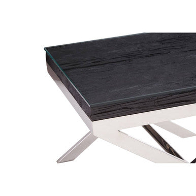 Kerala Black Top End Table With Cross Base