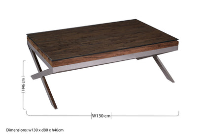 Kerala Natural Coffee Table With Cross Base