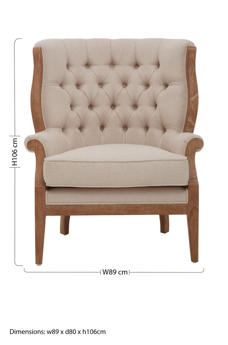 Cabra Cream Chair with Tufted Back - Image 8