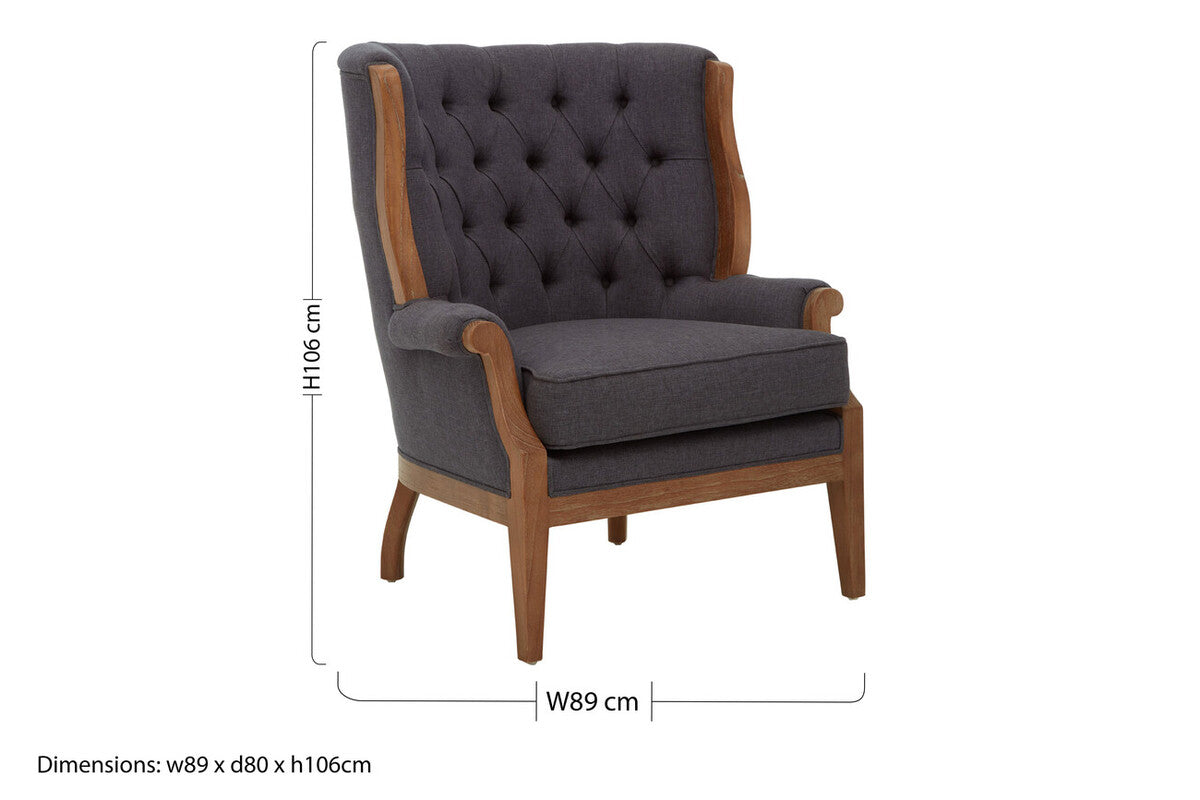 Cabra Graphite Grey Chair with Tufted Back