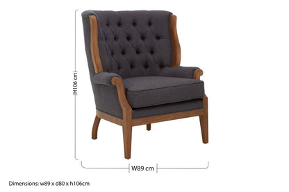 Cabra Graphite Grey Chair with Tufted Back