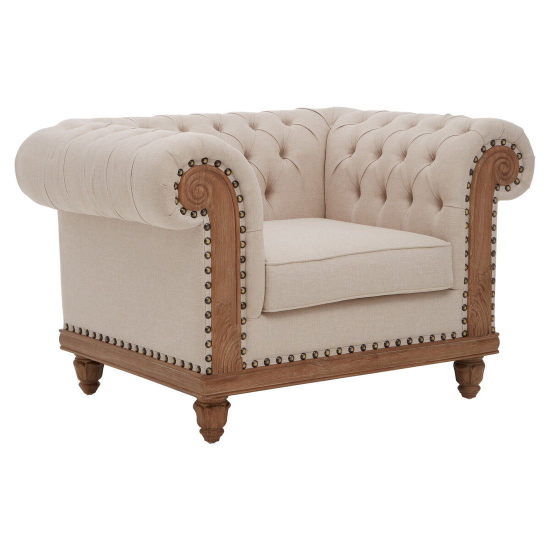 Cabra Chesterfield Cream Armchair - Image 3