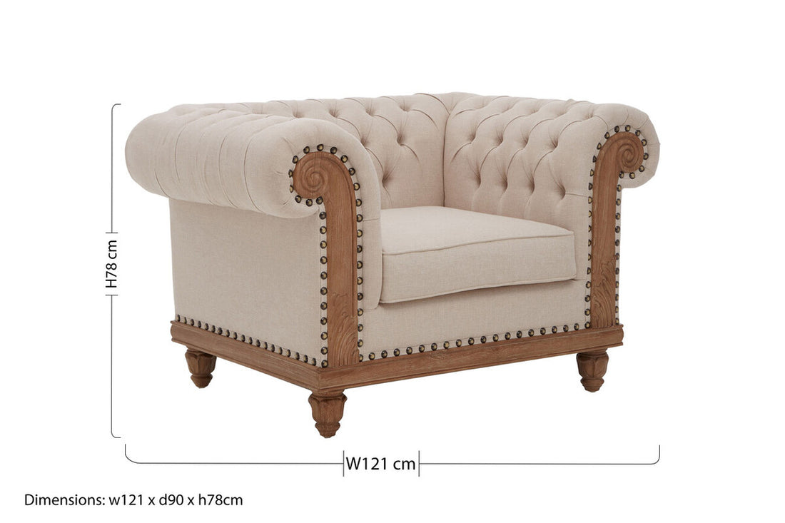 Cabra Chesterfield Cream Armchair - Image 10