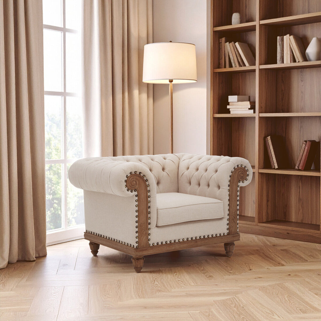 Cabra Chesterfield Cream Armchair - Image 6
