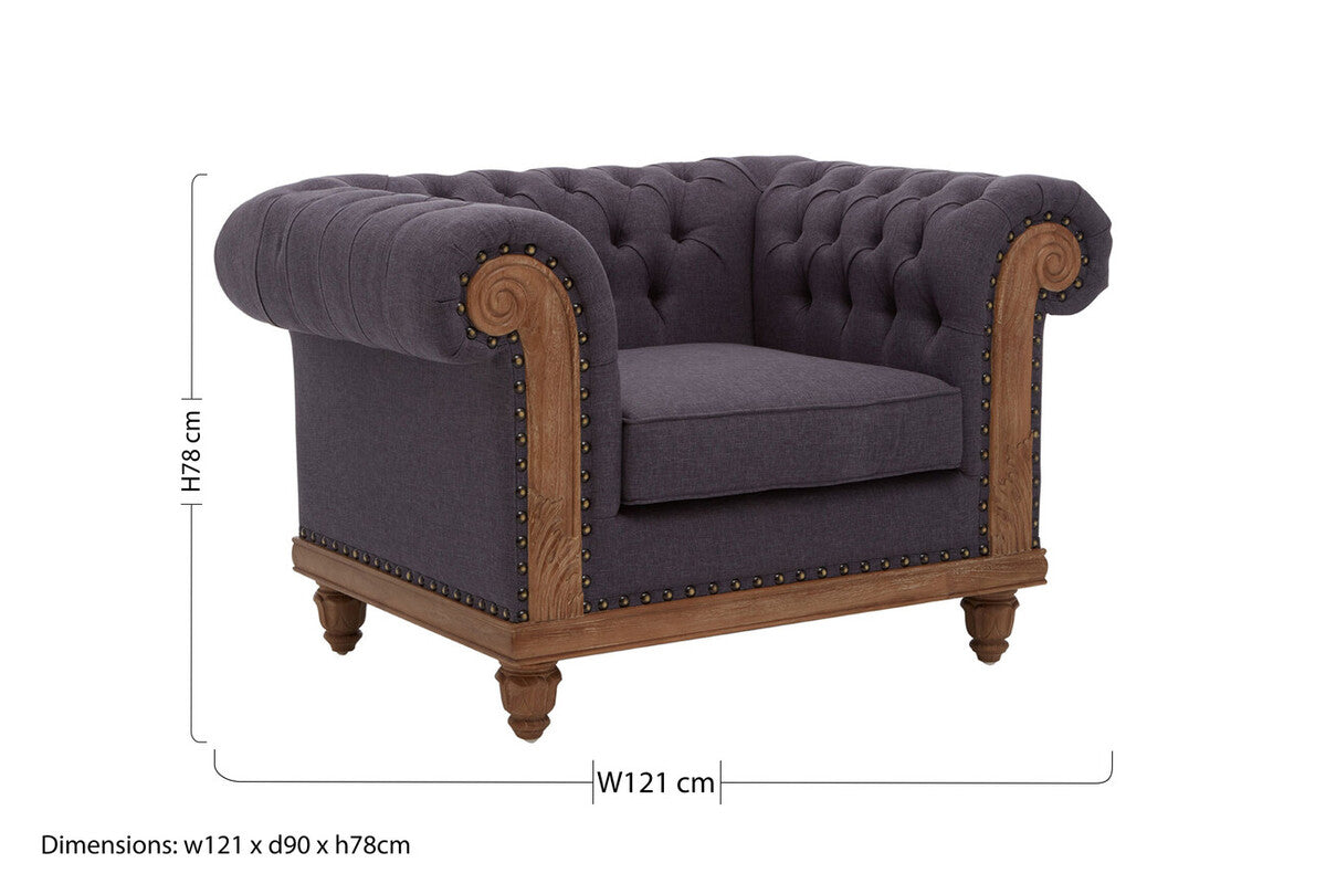 Cabra Chesterfield Graphite Grey Chair