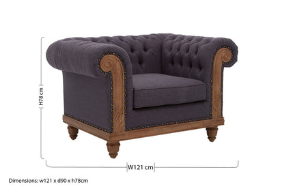 Cabra Chesterfield Graphite Grey Chair