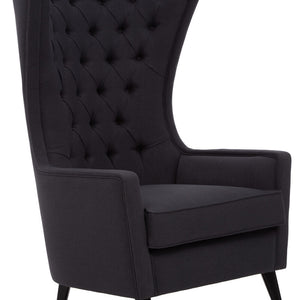 Cala Black Fabric Tufted High Back Armchair