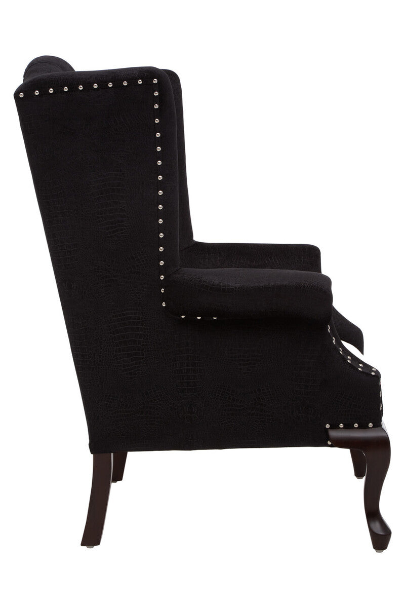 Cala Black Textured Armchair with Tufted Back - Image 3