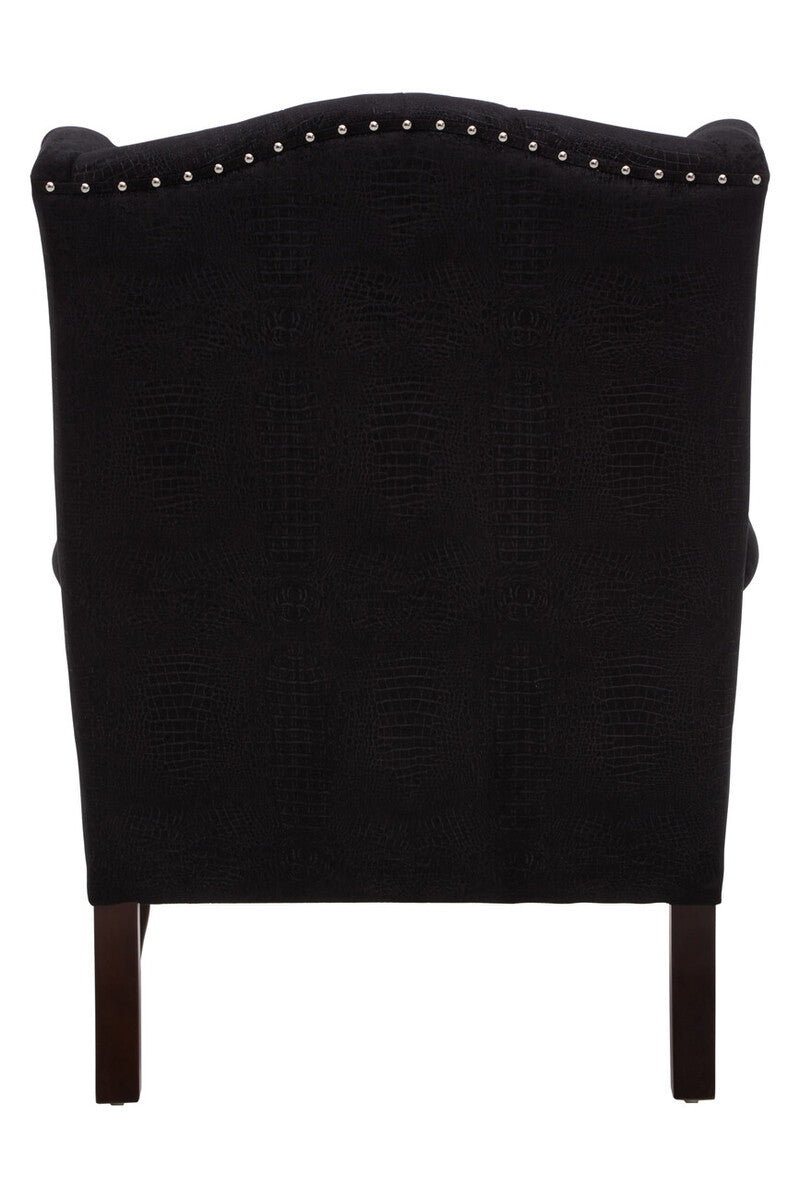 Cala Black Textured Armchair with Tufted Back
