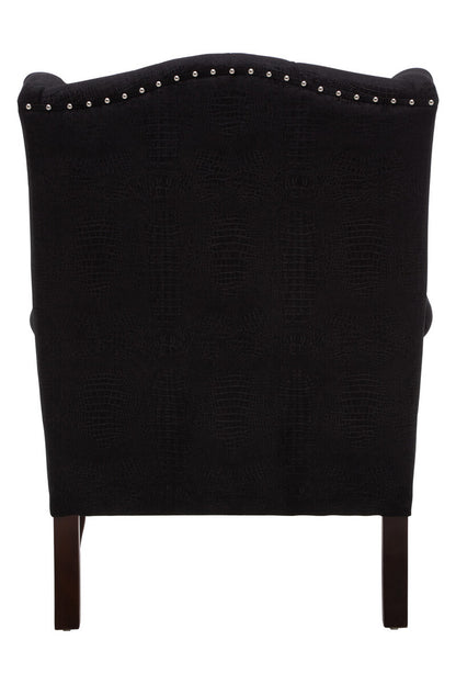 Cala Black Textured Armchair with Tufted Back