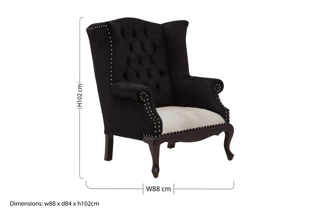 Cala Black Textured Armchair with Tufted Back - Image 9