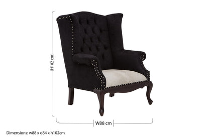 Cala Black Textured Armchair with Tufted Back
