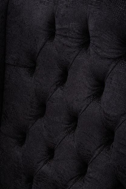 Cala Black Textured Armchair with Tufted Back