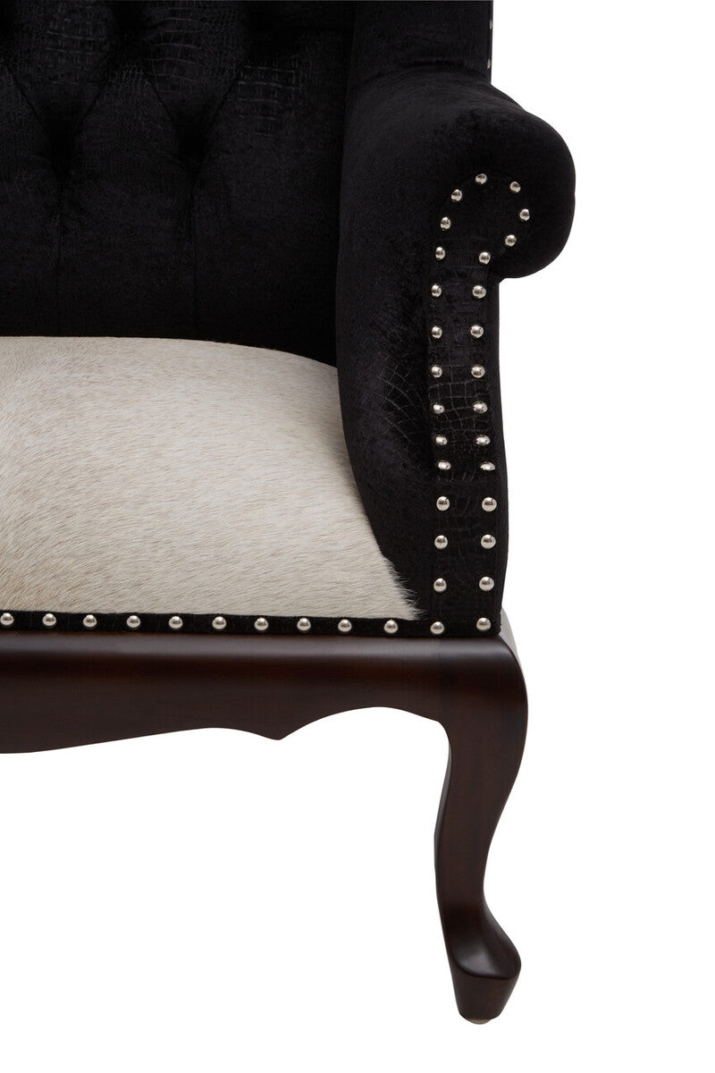 Cala Black Textured Armchair with Tufted Back - Image 7