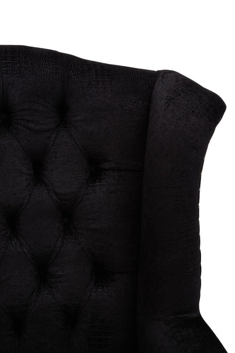 Cala Black Textured Armchair with Tufted Back