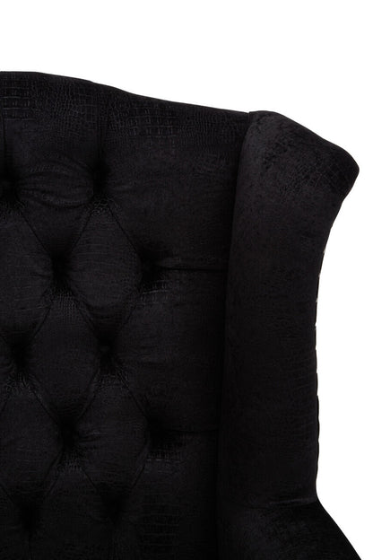 Cala Black Textured Armchair with Tufted Back