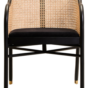Corso Natural Rattan and Black Velvet Tub Chair