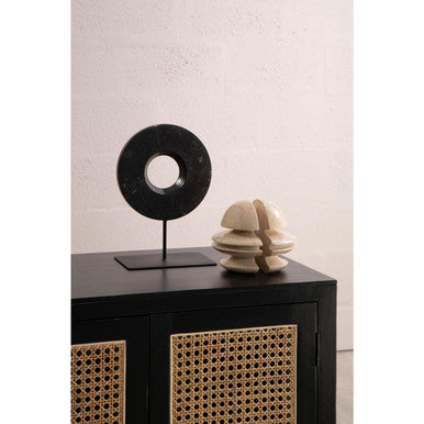 Corso Black Sideboard with Two Rattan Doors
