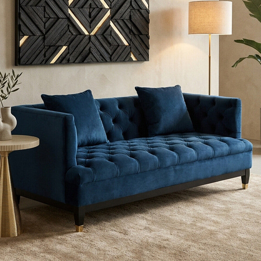 2 Seater Navy Fabric Sofa, Sefira - Image 3