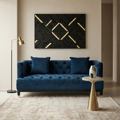 2 Seater Navy Fabric Sofa, Sefira - Image 1