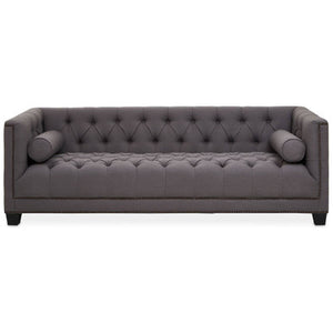 Surina Grey Fabric 3 Seater Button Tufted Chesterfield Sofa