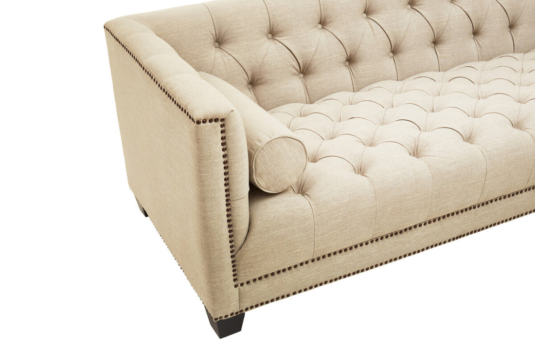 3 Seater Stone Fabric Sofa, Surina - Image 8