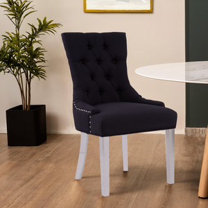 Richmond Black Fabric Button Tufted Dining Chair