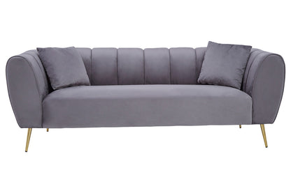 Florine Three Seater Grey Velvet Sofa