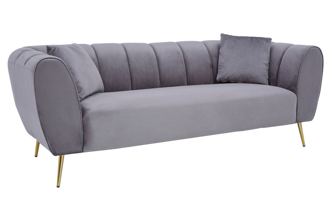 3 Seater Grey Velvet Sofa, Florine - Image 3