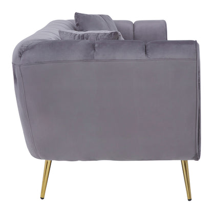 Florine Three Seater Grey Velvet Sofa