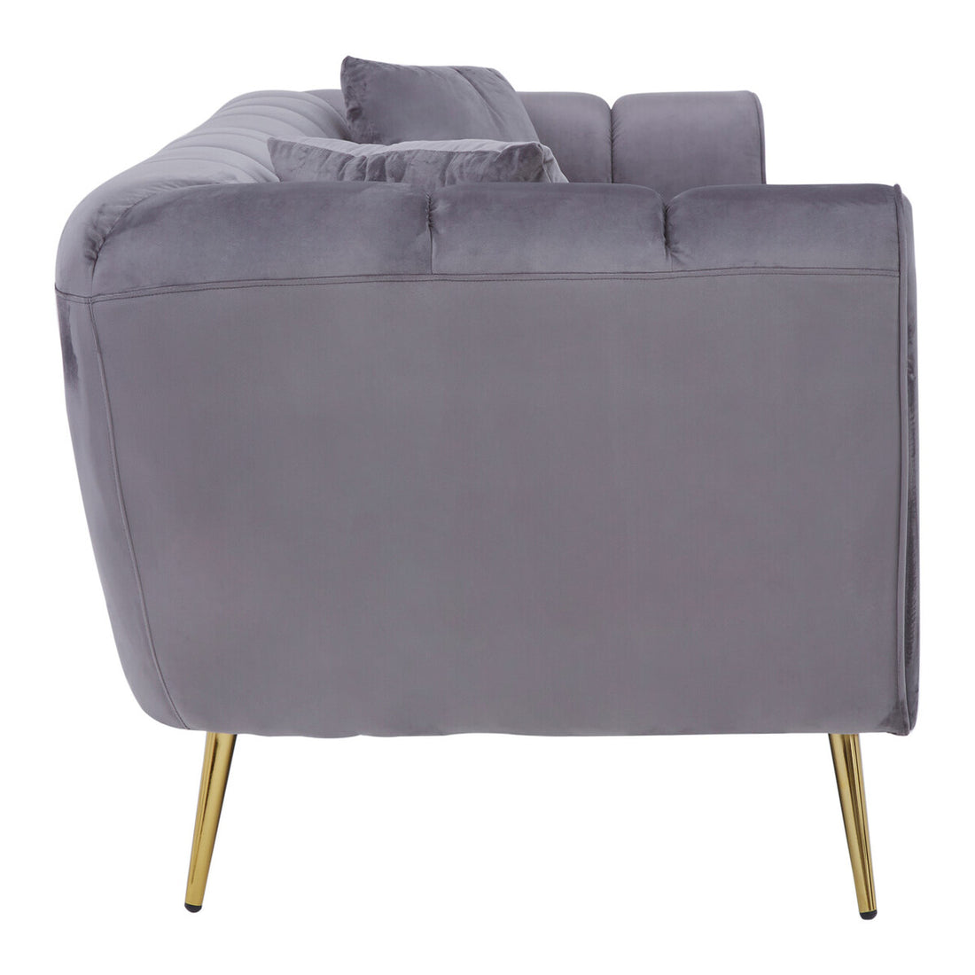 3 Seater Grey Velvet Sofa, Florine - Image 4