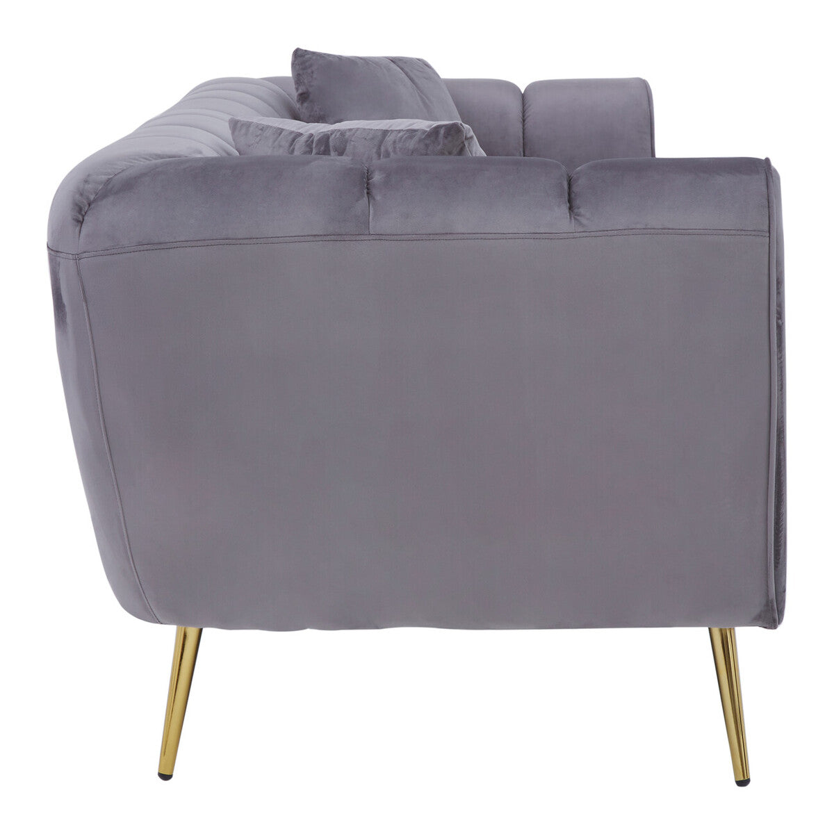 Florine Three Seater Grey Velvet Sofa