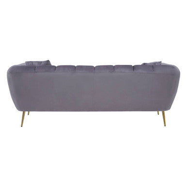 Florine Three Seater Grey Velvet Sofa