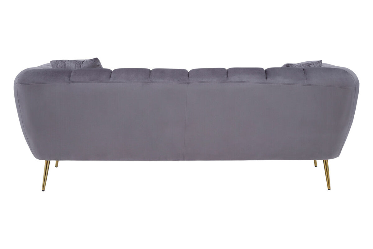 Florine Three Seater Grey Velvet Sofa