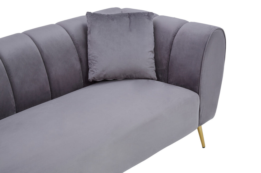 3 Seater Grey Velvet Sofa, Florine - Image 7