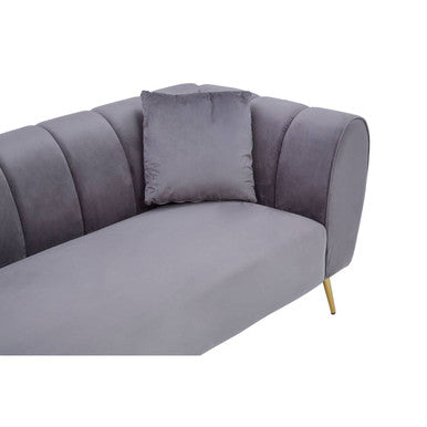 Florine Three Seater Grey Velvet Sofa