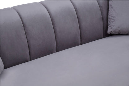 Florine Three Seater Grey Velvet Sofa