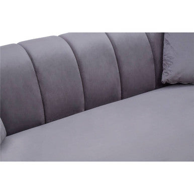 Florine Three Seater Grey Velvet Sofa