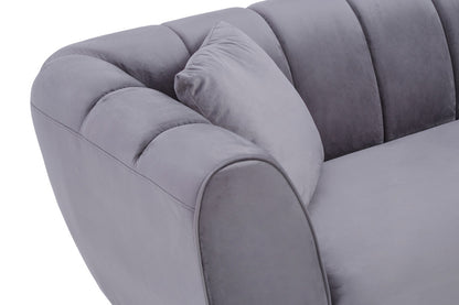 Florine Three Seater Grey Velvet Sofa