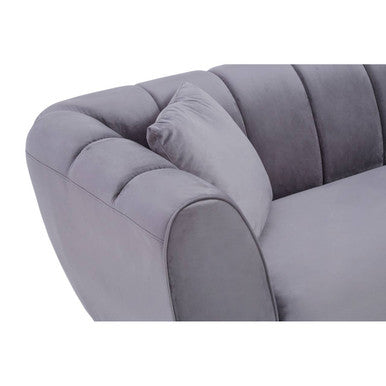 Florine Three Seater Grey Velvet Sofa