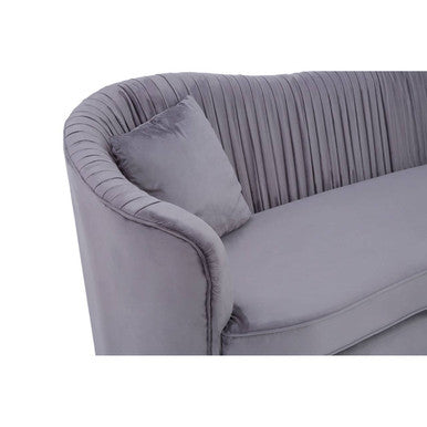 3 Seater Grey Pleated Velvet Sofa, Franza - Image 6