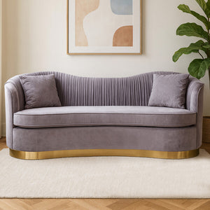Franza Grey Pleated Velvet 3 Seater Sofa