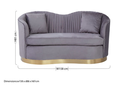Franza 2 Seat Pleated Grey Velvet Sofa
