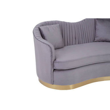 2 Seater Grey Pleated Velvet Sofa, Franza - Image 8