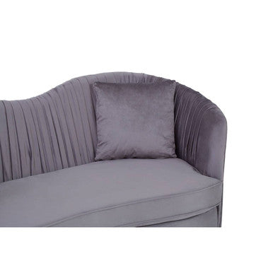 2 Seater Grey Pleated Velvet Sofa, Franza - Image 9