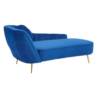 Felizia Midnight Blue Velvet Left Arm Chaise Lounge